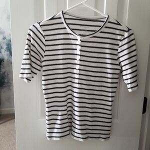 .. Everlane The Vintage Rib Henley, Bone/Black (S)